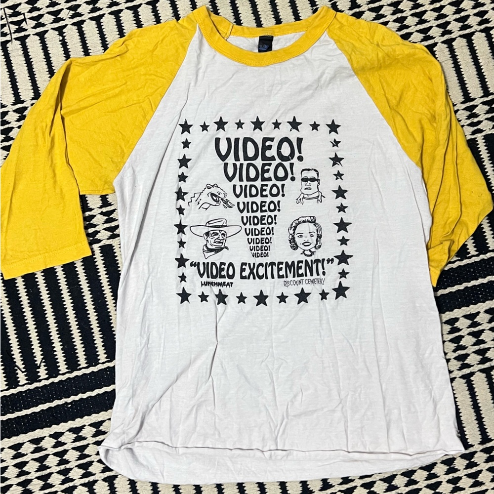 Tultex Yellow and White Raglan Tee